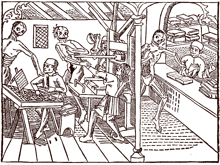 © Grant danse macabre des hommes et des femmes, Lyon, Mathias Huss, 1499, fol. b1. Conservé à la Princeton University Library.