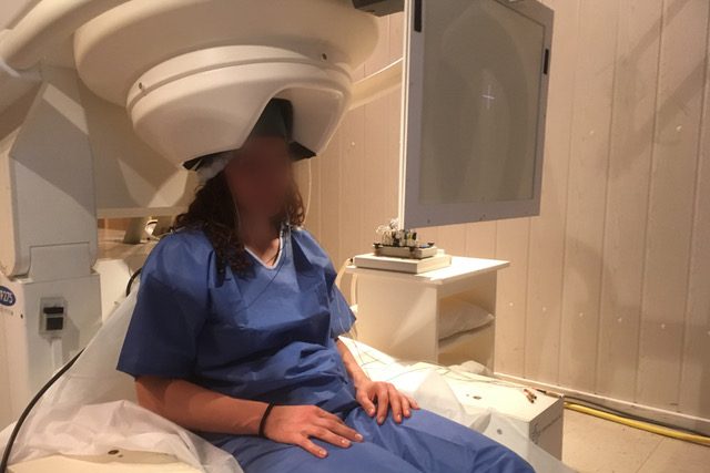 Expérimentation en MEG classique : ici, le cerveau du volontaire est stimulé lors d’une tâche visuelle