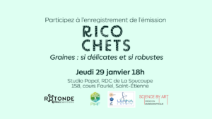 Visuel pour l'enregristrement du podcast Ricochets sur l'exposition Graines